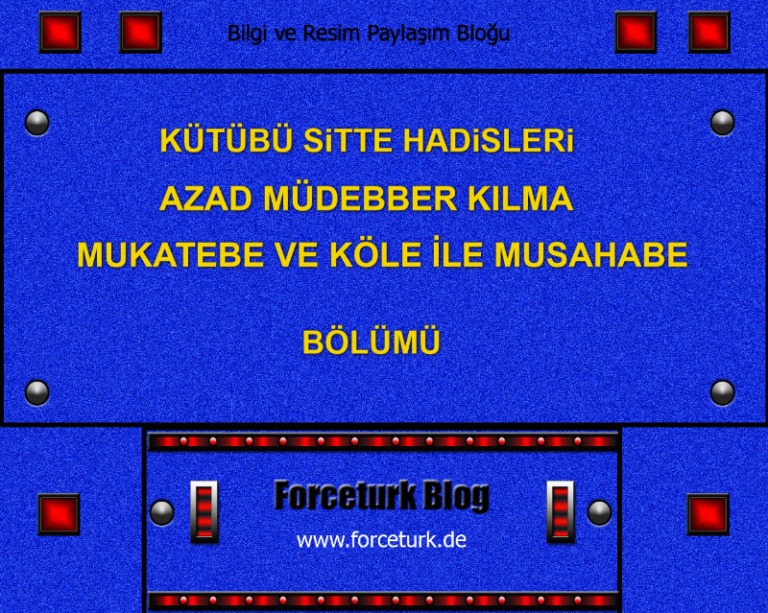 KÜTÜBÜ SiTTE HADiSLERi AZAD MÜDEBBER KILMA MUKATEBE VE KÖLE İLE MUSAHABE